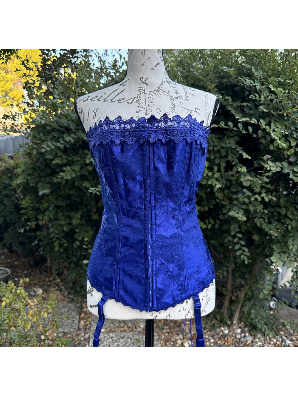 Vintage Y2k Fredericks of Hollywood Royal Blue Lace Up Corset 36 / Medium